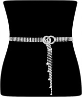 WHIPPY Crystal Ladies Double O-Ring Waist Belt