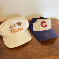 Vintage Chicago Bears/ Cubs Caps