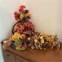 Lot of Faux Flowers & Squash for Fall