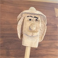 Handcrafted Wood Witch on a Stick