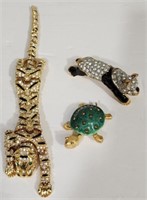 Collection of 3 Rhinestone Animal Brooches