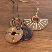 Pair of Handcrafted Wood Necklaces