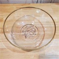 Vintage Jeannette Glass Camellia Gold Rim Bowl