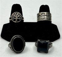 4 Assorted Sterling Rings
