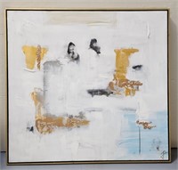 Large Framed Signed Abstract Oil on Canvas