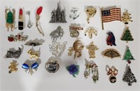 Collection of 30 Assorted Costume Brooches