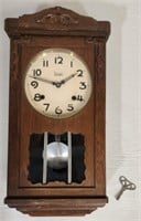 Vintage Meiji Pendulum Wall Clock with Key.