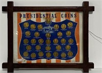 Framed 31 Presidential Coins in Collectors Mat