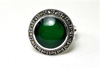 Sterling Green Onyx Ring with Marcasite's 5 Grams