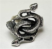 Men's Solid Sterling Dbl Snake Ring 15 G Size 10.5