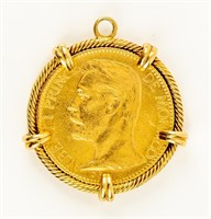 Coin 1904-A  Monaco Gold Coin w Bezel, Albert I