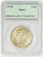 Coin 1945 Walking Liberty Half Dollar, PCGS-MS65