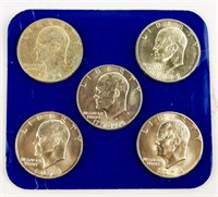 Coin 5 Silver Eisenhower Dollar Coins, BU