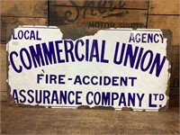 Original Commercial Union Assurance Co Enamel Sign