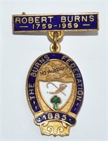 Robert Burns Bicentennial Enamel Pin 1959 NICE!