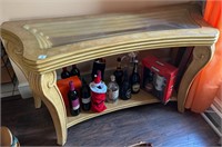 Wooden Hall Table w/ Glass Top