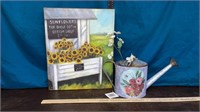 Sunflower Picture & Aluminum Watering Can