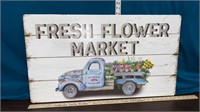 >Fresh Flower Market Wooden Sign 30.5x17.5