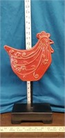 Ceramic Chicken rooster statue figure On Stand