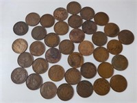 BAG OF 38 LARGE 1 CENT COINS