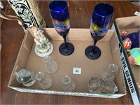 Box Lot - "2000" Champagne Glasses, Figurine, More