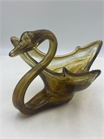 Vintage art glass swan
