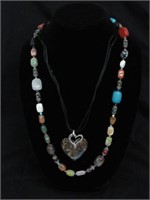 Stone Strung Necklace & Chico Heart Necklace