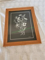 Etched Glass Floral Picture