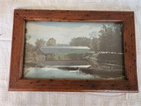 Covered Bridge Picture in Wormy Chestnut Frame