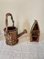 Wooden Canoe & Water Bucket