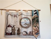 2 lghthouse tapestry wall hangings.