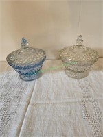 2 Covered candy dishes.