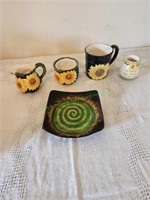 Sunflower mug, creamer and misc