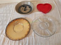 Stoneware pie plate and dishes.