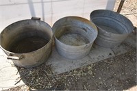 (3)- Vintage Galvanized Wash Basins