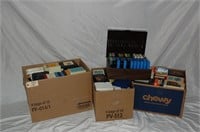 3 Boxes Of Eight Track Cassettes & Holder