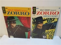 1966-68 Walt Disney Zorro Comics 7&8 Gold Key NICE