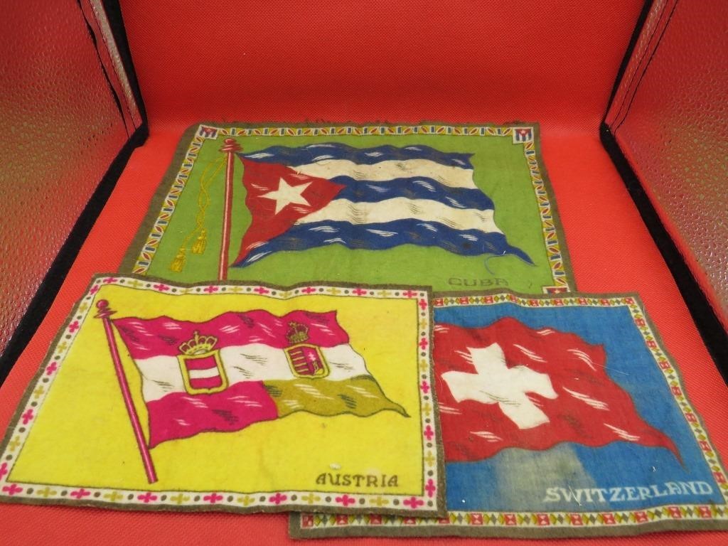 Early 1900's Lot 3 Tobacco Silks World Flags Large