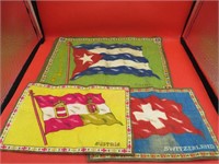 Early 1900's Lot 3 Tobacco Silks World Flags Large