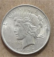 1922D Peace Silver Dollar AU Frosty