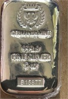 Silver Bar   .9999 5 Troy OZ Proof Quality