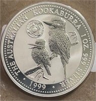 1999 Kookaburra 1oz Silver .999