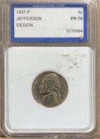 1957P Jefferson Nickel ICG PR70