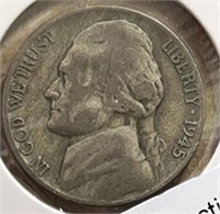 1945P Jefferson Silver War Nickels