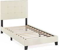 Furinno Twin Laval Button Upholstered Bed Frame