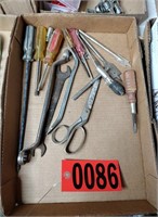Assorted hand tools, wrenches, screwdrivers