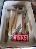 Flat of assorted hammers and files