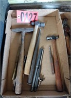Flat of assorted hammers and files