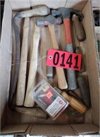 Flat of assorted hammers and handles