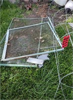 Assorted metal/aluminum, chairs, tomato cage